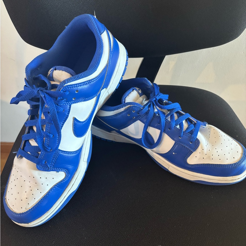 MEN'S NIKE DUNK LOW RETRO CASUAL SHOES white/royal, size 13-used great condition